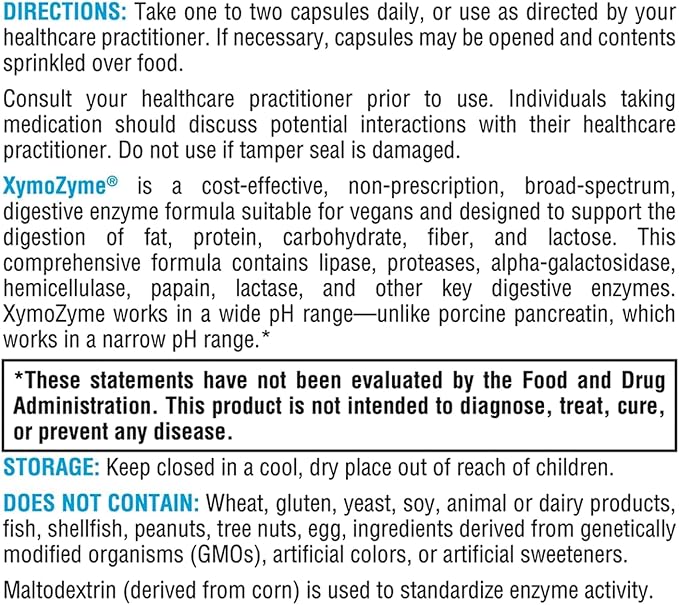 XYMOGEN XymoZyme - Digestive Enzymes for Women and Men with Protease & Bromelain - Acid Resistant, Vegan Digestive Enzymes for Gut Health & Bloating Relief (120 Capsules)