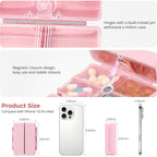 Zentiky Small Daily Pill Organizer with Labels, Medicine Pill Organizer Fit with Your Purse or Pocket for Travel to Hold Vitamin, Fish Oil, Supplement,Cotton Swabs, Bandages or Jewelry-Pink