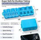 Foldable & Portable Weekly Pill Organizer 2 Times a Day with Clear Printed Labels - 7 Day AM PM Medicine Box, Week Daily Travel Pill Meds Case Holder for Medications, Vitamin, Supplement - Blue