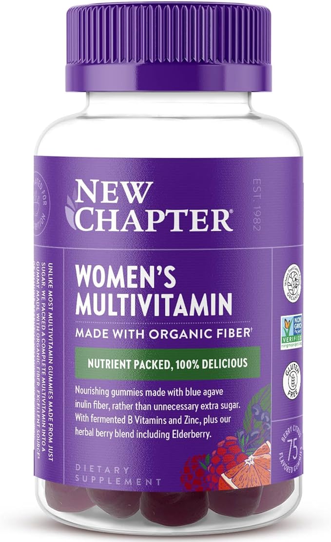 New Chapter Women’s Multivitamin Gummies - 59% Less Sugar, Women’s Gummy Vitamins with Vitamin C, D3 & Zinc, Non-GMO, Gluten Free, Berry-Citrus, 75ct