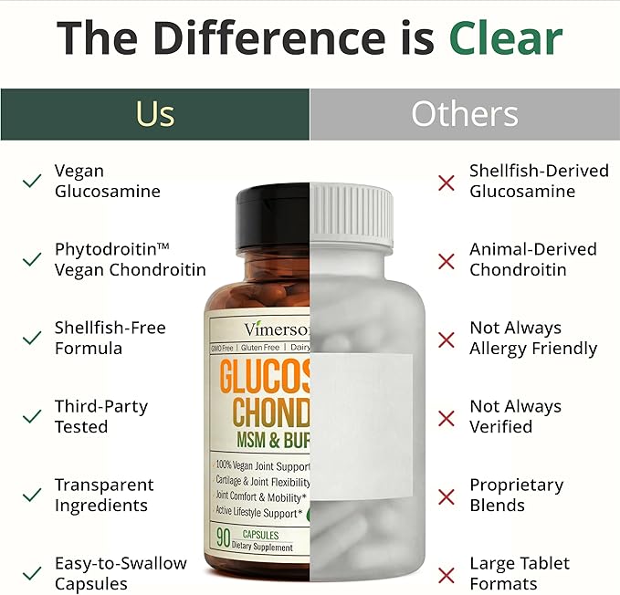 Glucosamine Chondroitin MSM – Joint Support Supplement for Women and Men with Glucosamine Sulfate 1500 mg, Chondroitin and MSM – for Cartilage, Joint Health and Flexibility – 90 Capsules, Vegan