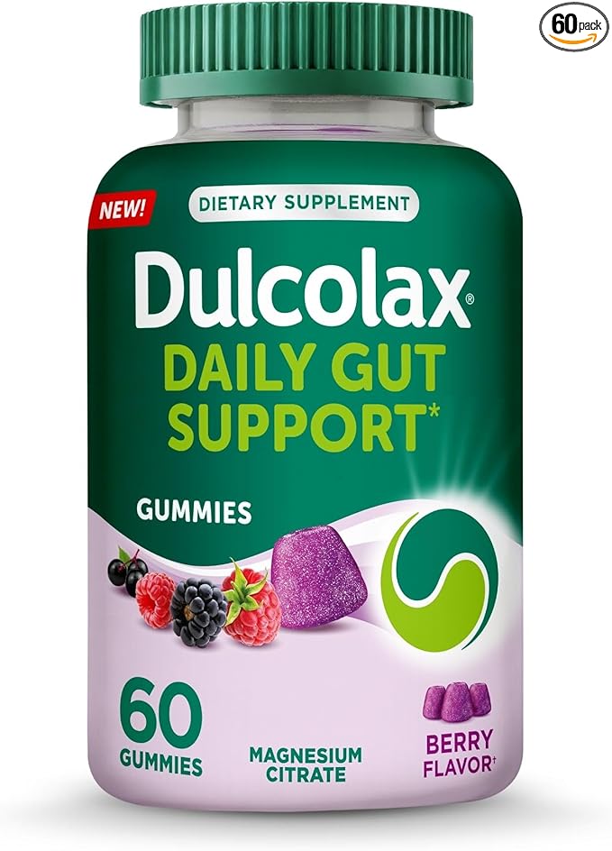 Dulcolax Daily Gut Support Gummies, Magnesium Formula, Stimulant-Free, Berry Flavor, 60 Count