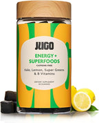 JUGO Energy + SUPERFOODS Vitamin B12 Gummies with Kale & Super Greens, Caffeine-Free Pre-Workout Energy Gummies, Vegetarian-Friendly, Gelatin-Free and Gluten-Free, Non-GMO, Made in USA, 40 Count