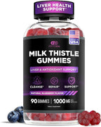 Effective Nutra Milk Thistle Gummies | Sugar-Free Milk Thistle Extract 1000mg for Liver Detox & Antioxidant Support | Vegan, Gluten-Free| 45-Day Supply, Natural Berry Flavor, Made in USA (90 Count)