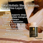 Zen Principle Zenease Sleep Support with Magnesium Glycinate, Ashwagandha KSM-66®, Saffron, L-Theanine & GABA – No Melatonin, Natural Stress Relief & Sleep Aid. 180 Capsules