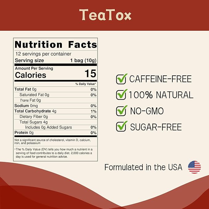 Teatox Herbal Tea for Hormone Balance, Menstrual, PMS | 100% Natural & Organic Tea | PCOS & Menopause Support | Antioxidant & Anti-Aging With Ginger, Red dates & Goji Berries, 12 Bags