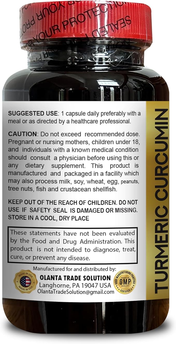 Turmeric Curcumin for Joint Support - Turmeric for Immunity, Boosting Antioxidant, Natural Turmeric Curcumin for Daily Wellness - 1 Bottle 60 Capsules
