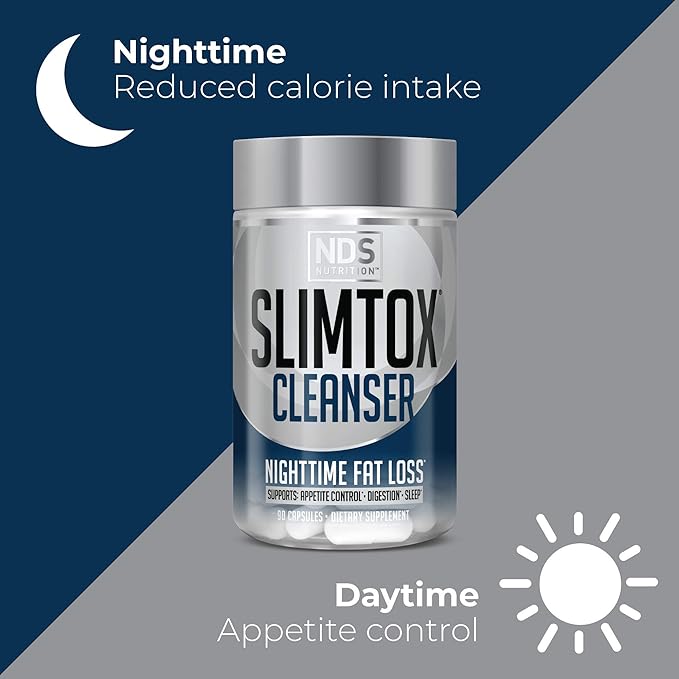 Slim-Tox NDS Nutrition Maximum Fat Loss Support Through Appetite Control, Restful Sleep, Digestive Health - CLA, Chamomile, Safflower Oil - Stimulant Free Dietary Supplement - 90 Capsules …