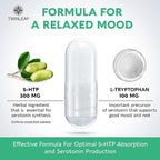 5 HTP Supplement for Mood Support - Made in USA - Natural Manganese & L-tryptophan Capsules - 5-HTP Booster for Men & Women - Proprietary Formula for Mood and Relaxation - 60 Vegan Capsules