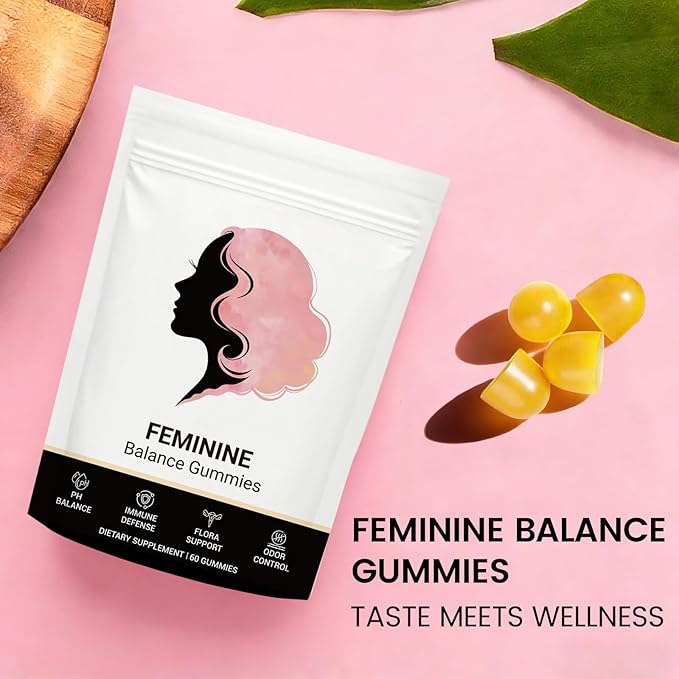 Feminine Balance Gummies for Women, Premium Hawaiian Pineapple Gummies with Vitamin C – Supports Women pH Balance, Healthy Odor, Flora, Immune & Vaginal Health – Vegan, Gluten-Free, 60 Count