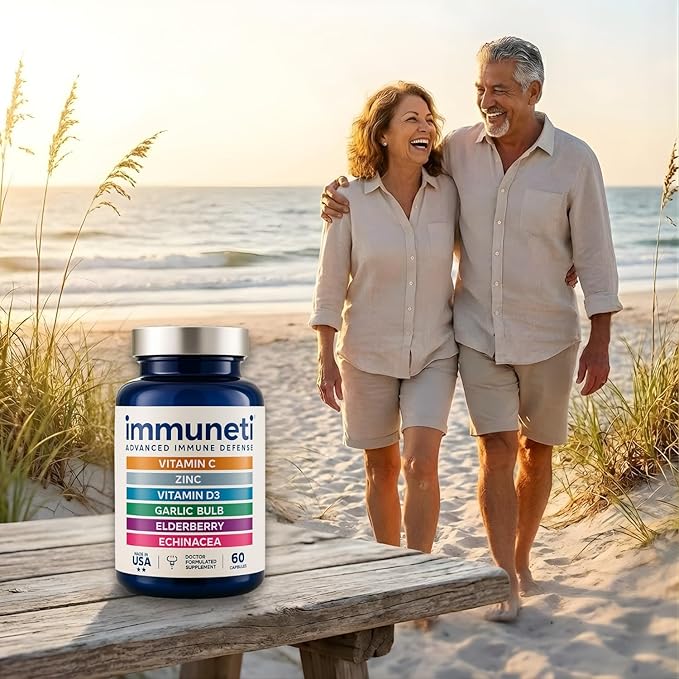 Immuneti Advanced Immune Support – Doctor Formulated 6-in-1 Daily Immunity Supplement – Made in USA – With Vitamin C, D3, Zinc, Elderberry, Garlic & Echinacea - Vital Nutrients & Antioxidants (1)