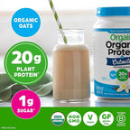 Orgain Organic Vegan Protein Powder + Oat Milk, Vanilla Bean - 20g Plant Based Protein, Gluten Free, No Dairy, Soy or Lactose Ingredients, Low Sugar, Non-GMO, Kosher, For Shakes & Smoothies - 1.05lb