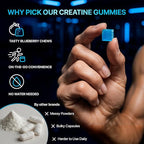 Creatine Monohydrate Gummies 8500mg Complex for Men & Women - Pre Workout Creatine Chews for Muscle Growth, Strength & Energy, Sugar Free, Vegan, Blueberry Flavor - 120 Count