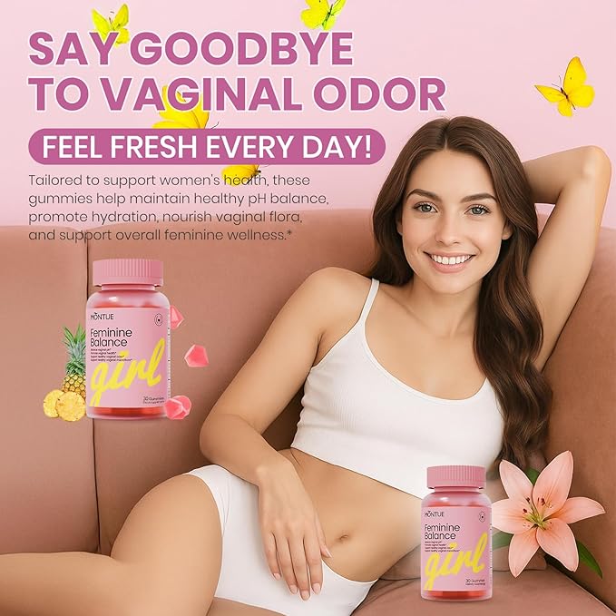 Premium Diamond Feminine Balance Gummies-pH Balance with Prebiotics & Lactobacillus Probiotic Blend&Hawaiian Pineapple Immune Support,Vegan& Non-GMO（30 Gummies）