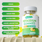 Potassium Citrate Gummies 1000mg, High Potency Potassium Supplement Gummies for Adults Women & Men, Support Muscle Health, Sugar-Free, Pineapple Flavor, 120 Count