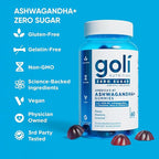 Goli Zero Sugar Ashwagandha Gummies with KSM-66, L-Theanine, Maca and Vitamin D - No Sugar Alcohols - Vegan, Keto-Friendly, Non-GMO
