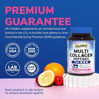 Vitalibre Multi Collagen Peptides, Hydrolyzed, Type I, II, III, Vitamin C, Biotin, Hyaluronic Acid, Turmeric & Black Pepper, Skin, Hair, Nail & Mobility Support, Non-GMO, 180 Caps