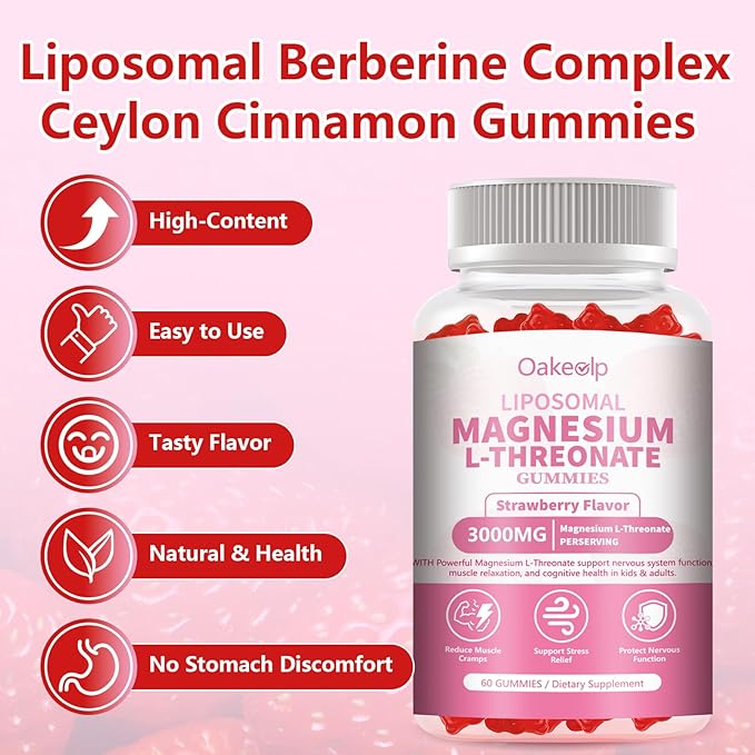 3 Pack Liposomal Magnesium Threonate High-Potency 3000mg Gummies,Liposomal Enhance 98% Absorption,Magnesium L-Threonate Supplements, Muscle & Nervous System for Kids & Adults