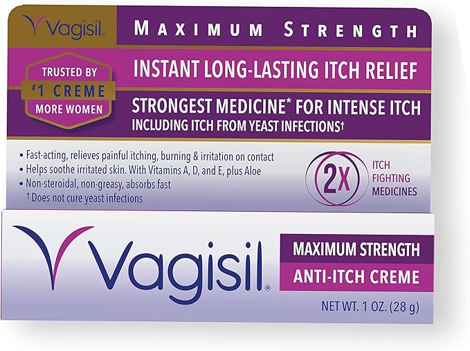 Vagisil Maximum Strength Feminine Anti-Itch Cream & Wipes with Benzocaine for Women, Instant Relief, 20 Wipes (Pack of 1)
