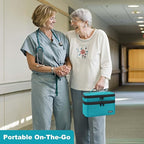LEFOR·Z Medicine Storage Bag,Double Layers Pill Bottle Organizer Bag Empty with Lockable Zipper&Adjustable Divider,Medication Travel Carrying Bag for Pills,Vitamins,Medical Supplies,Teal Color