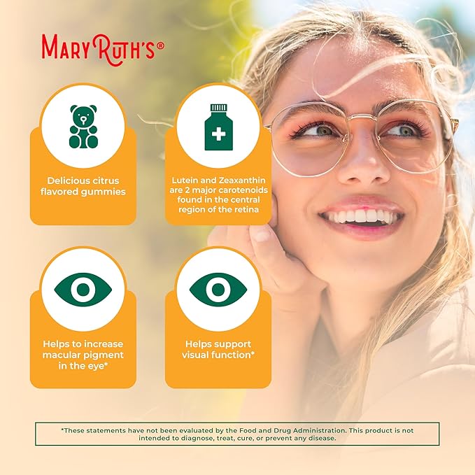 MARYRUTH'S Lutein Gummies with Zeaxanthin | Lutein & Zeaxanthin Supplement | Eye Health | Blue Light Filtering | Vision Support | Adult Eye Supplement for Visual Function | Non-GMO & Vegan | 30 Count