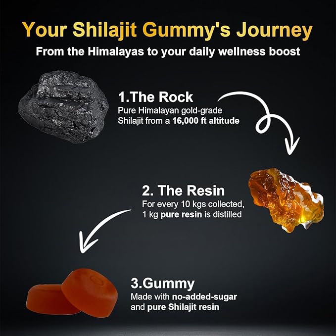 vitadrive Himalayan Shilajit Gummies for Men & Women, Gluten-Free, 60 Gummies