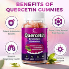 Quercetin Gummies, Quercetin with Bromelain, Vitamin C, Zinc & Elderberry, High Potency Immune Support, Respiratory Health & Antioxidant Supplement for Adult & Kid, Vegan, 60 Gummies (2 Pack)
