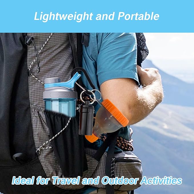 Protein Funnel Set Travel Protein Powder Containers with 1 Carabiner 1 Brush and 1 Mini Pocket Pill Box Reinforced to Prevent Spills Gym Pre-Workout Supplement Orange Powder Funnels
