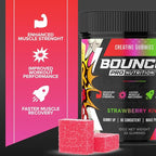 Bounce Pro Creatine Monohydrate Gummies for Men & Women, Low Calorie, 6G of Creatine per Serving, Vegan, Anti-Melting, Gluten-Free, Non-GMO (30 Count (Pack of 1), Strawberry Kiwi)