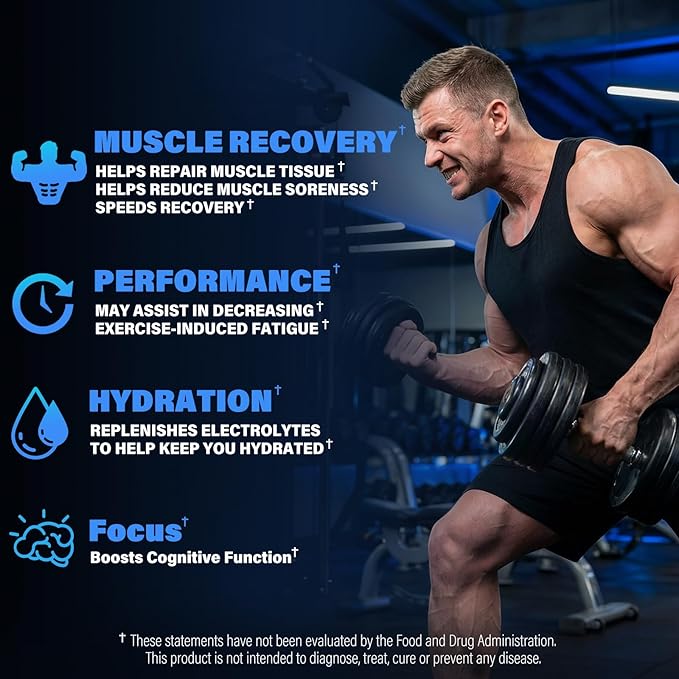 EAA Gummies - 2:1:1 BCAA Formula (8300mg) - Essential Amino Acids for Muscle Recovery & Endurance - Non-GMO, Gluten Free, Sugar Free, Vegetarian, Blue Raspberry Flavor - 90 Count