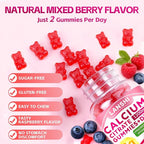 Calcium Citrate Gummies 1200mg with Vitamin D3 & K2 Supplements for Women & Men, High Absorption Calcium Gummies Plus Magnesium, Zinc for Strong Bones & Immune Support Mixed Berry Flavor, 2 Pack