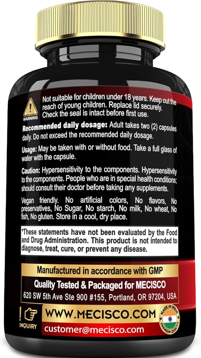 Mecisco 6in1 Trans Resveratrol Supplement with Grape Seed, Milk Thistle, and More - Resveratrol 1000mg - Supports for Immune System, Heart Health, Body Management - 180 Capsules