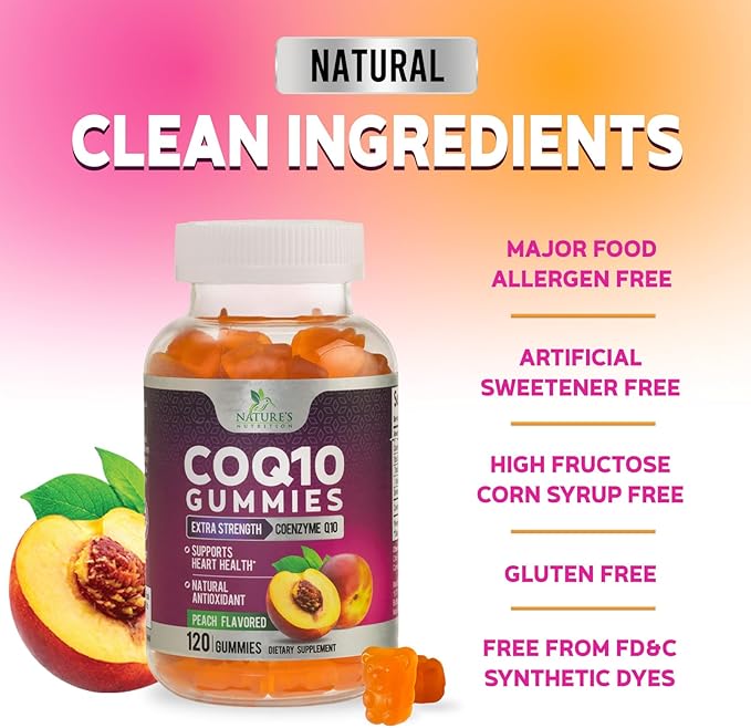 CoQ10 Gummies - Coenzyme Q10 100mg Per Serving - 3X Strength, High Absorption, Antioxidant Supplements for Heart Health Support & Energy Production, Ultra Coq 10 Vitamins Supplement - 120 Gummies