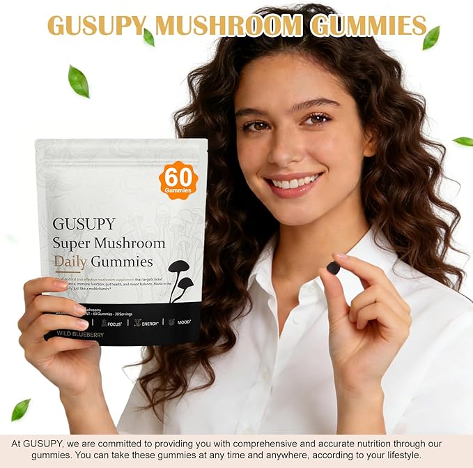 Lions Mane Mushroom Supplement Gummies - All-in-One Daily Mushroom Supplement Gummy, 12 Mushroom Blend Cordyceps, Chaga, Reishi, Herbal Brain Supplement for Cognitive, Memory & Focus,60 Gummies