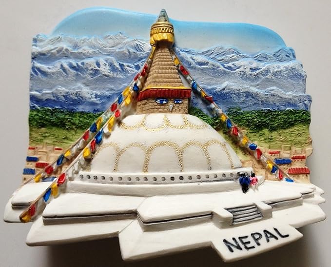 WitnyStore Tiny Boudhanath Stupa in Kathmandu, Nepal South Asia Tourist Attractions Resin Refrigerator Magnet Traveler Souvenir 3D Fridge Magnets