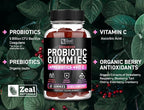 Probiotic Gummies for Adults and Kids (60 Count | 5 Billion CFU) w/Organic Berry Antioxidants & Vitamin C for Immune Support and Digestion gummy- Prebiotics and Probiotics for women Gummies