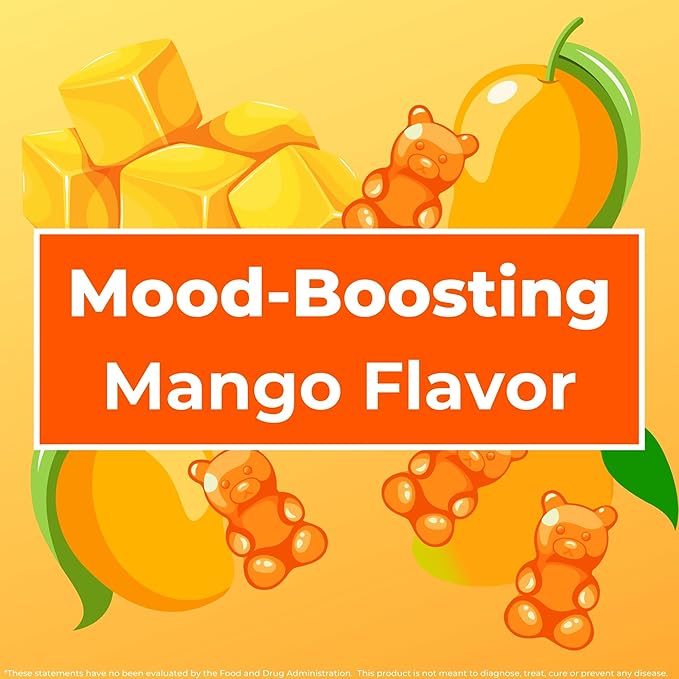 Loom Saffron Gummies with Vitamin D3 & B12 – Natural Mood & Energy Support for Emotional Balance and Stress Relief – Tropical Mango, 60 Count (60 Count, Mango)