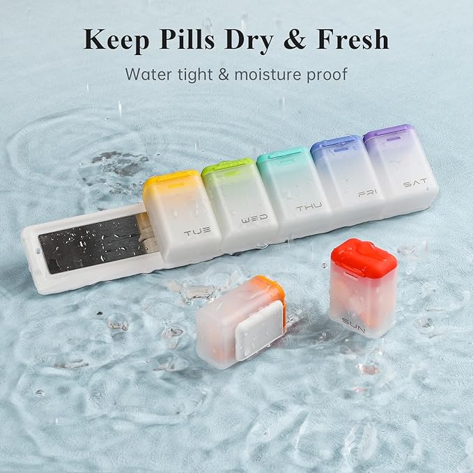 KOVIUU Weekly Pill Organizer Magnetic, Removable Pill Box 7 Day 1 Time a Day, Large Pill Case Travel, Week Once Daily Medication Dispenser, Medicine Container Holder for Supplement Vitamin, White