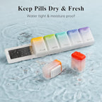 KOVIUU Weekly Pill Organizer Magnetic, Removable Pill Box 7 Day 1 Time a Day, Large Pill Case Travel, Week Once Daily Medication Dispenser, Medicine Container Holder for Supplement Vitamin, White