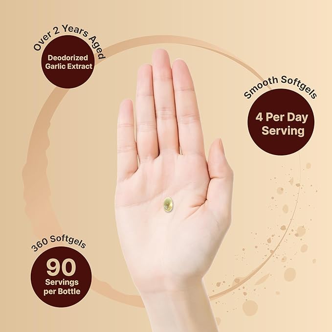 NatureBell Aged Garlic Extract 1,000mg, Over 2 Years Aged, 360 Odorless Softgels – Allium sativum – Made with MCT Oil – Non-GMO, Gluten Free