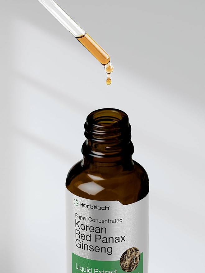Horbäach Korean Red Ginseng | 2 fl oz Liquid Extract | Panax Ginseng | Vegetarian, Non-GMO, Gluten Free Supplement