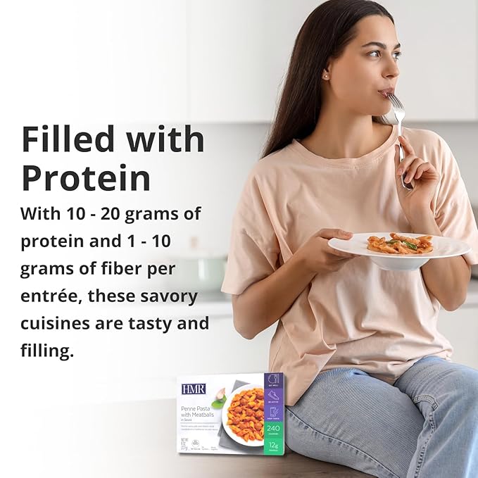 HMR Pasta Picks Entrée Pack, Pre-Packaged Lunch or Dinner to Support Weight Loss, Pack of 6 Ready to Eat Meals, 10-16 grams of Protein per Entrée, Low Calorie Food, 7-8 oz Servings per Meal