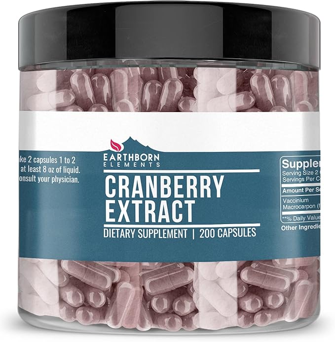 Earthborn Elements Cranberry Extract 200 Capsules, Pure & Undiluted, No Additives
