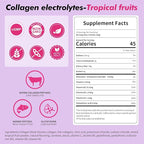 Electrolyte Collagen Powder Packets, 10g Collagen Protein Drink Mix for Hydration Recovery, Zero Sugar 2-in-1 Post Workout Rehydration, Joint Skin Muscle Support, 5 Vitamins, Tropical Fruit