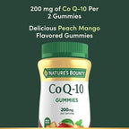 Nature’s Bounty CoQ10 Gummies, Supports Heart Health, CoQ10 200mg, Peach Mango Flavor, 100 Coun
