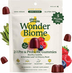 Plant People WonderBiome 2-in-1 Prebiotic + Probiotic Gummies – Zero-Sugar Vegan Digestive Health & Bloating Relief – 5 Billion CFU Bacillus Subtilis DE111 + Artichoke & Chicory – 60 Count