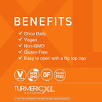 OmegaXL TurmericXL Natural Joint Support Supplement 250mg Turmeric Extract Delivers 45x More Curcumin - High Absorption, Gluten-Free – 30 Veggie Capsules
