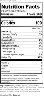 Oath Nutrition Clear Whey Isolate Protein Powder, Coconut Colada, 20g Complete Protein per Serving, No Added Sugar, Grass-Fed, 21 Servings