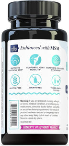 Hyaluronic Acid Capsules with MSM & Vitamin C | 120mg Sodium Hyaluronate | Skin Hydration, Elasticity & Collagen Support | Vegan, Non-GMO, Antioxidant Beauty Supplement 30 Servings