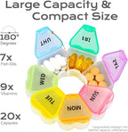 Pill Organizer Weekly - Cute Medicine Pill Organizer 7 Day, Large Daily Pill Box for Travel, SHIJOINYU Pill Dispenser Case 1 Time a Day for Medication/Supplement/Fish Oil (Rainbow)